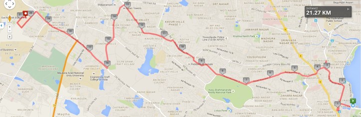 Hyderabad Half Route Map - Click to Enlarge